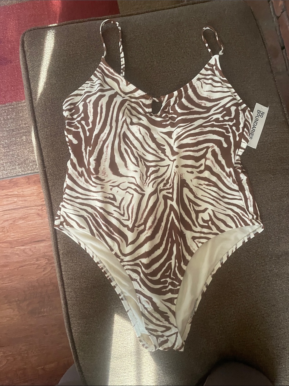 BONDI BORN Brown and Cream Zebra-Print Girls' One-Piece